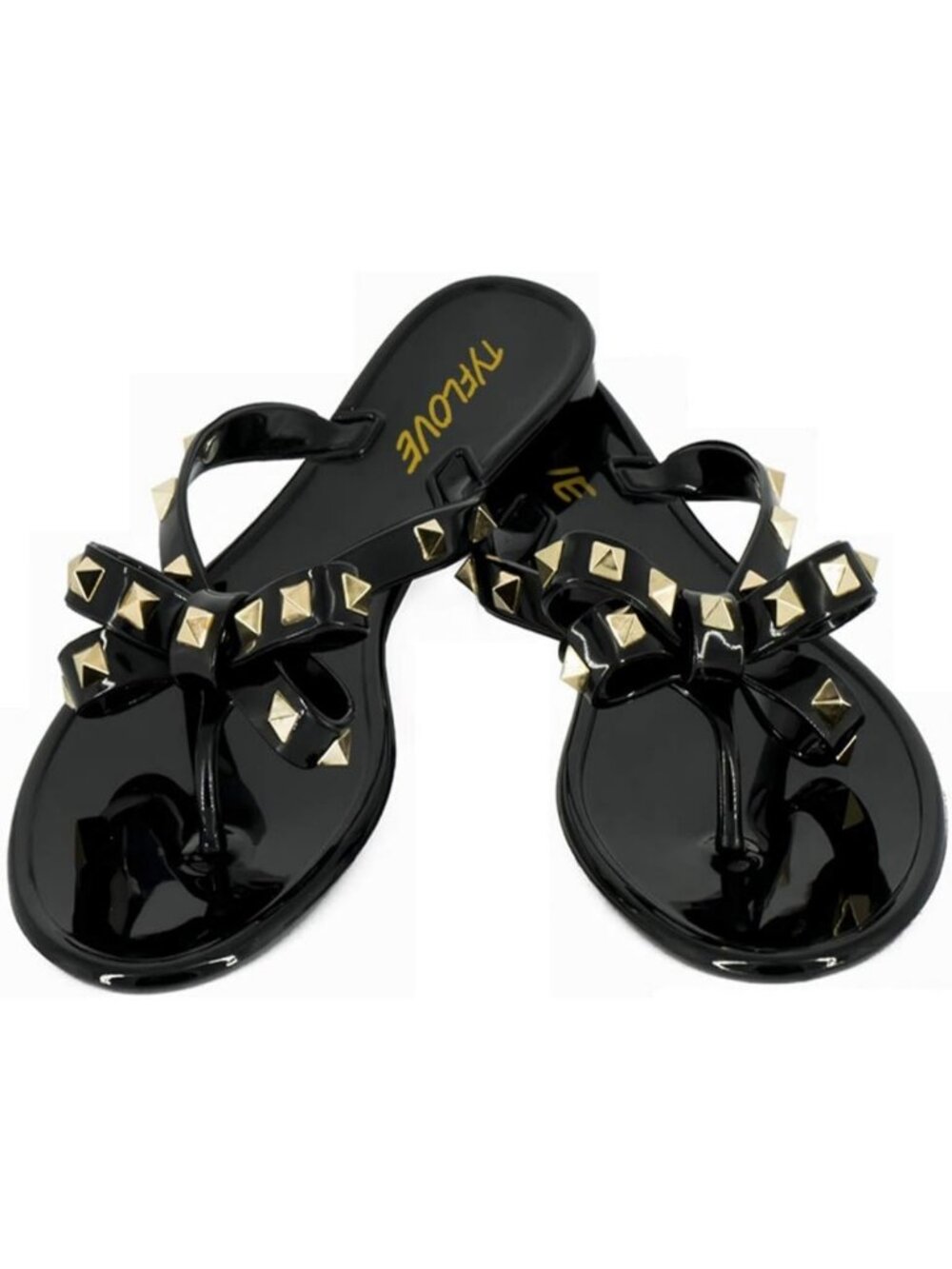 Stylish Studded Jelly Flip Flops with Bow | Summer Thong Sandals for Beach